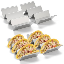 Taco Holder, Set of 4 Stainless Steel Taco Holders, Each Taco Stand Rack Holds Up 3 Shell Tacos, Oven, Grill and Dishwasher
