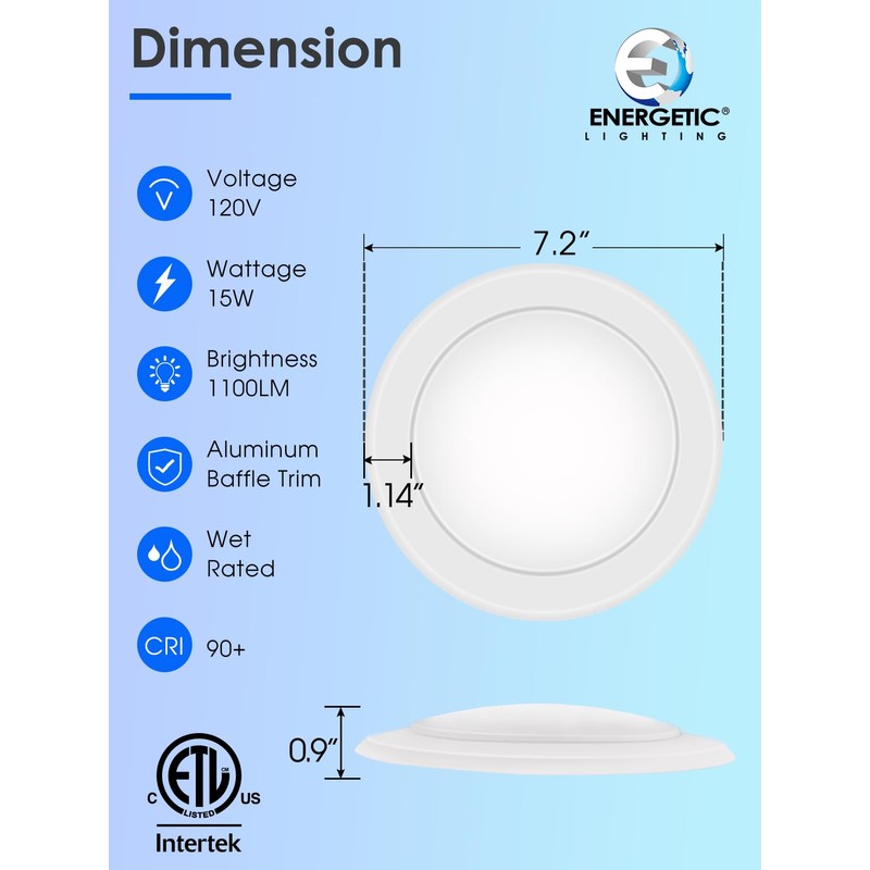 4 Pack 6 Inch LED Disk Light, Dimmable Flush Mount