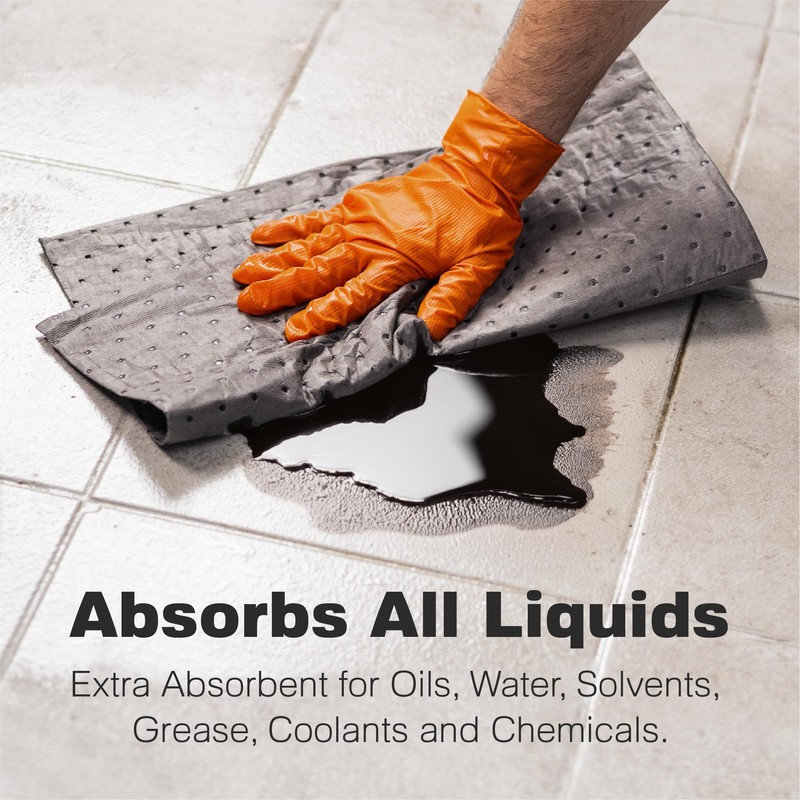 Oil Absorbent Pads, Large 18"x16", 200 Count - Premium Universal