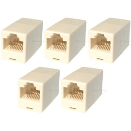 rhinocables Cat5e RJ45 Coupler, Female to Female Ethernet Coupler and Joiner for Internet Cable Leads, Cat5 Ethernet Connector to Join Cables (5)