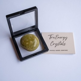 TRUENRGY Green Opal Palm Stone With Emotional Balance Effect - 2"-3" Polished Grade A+ High Energy Green Opal Worry Stone With Information Card - (Green Opal)