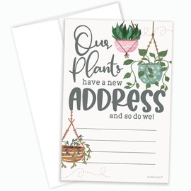 New Address Cards For Plant Lovers - 20 Change Of Address Cards With Envelopes - Moving Announcement For We've Moved - Hanging Plants Design