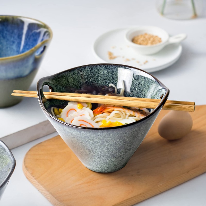 UNICASA Japanese Ramen Bowl Set with Chopsticks, Spoons and Rests,