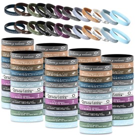 HyDren 120 Pcs Valentines Spanish Bible Verse Bracelets Religious Silicone Wristbands Regalos Cristianos En Español Rubber Christian Scripture Bracelets for Women Men Vbs Church Gifts(Light Color)