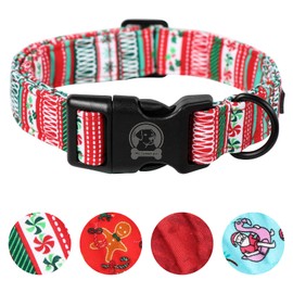 MR. CHUBBYFACE Christmas Dog Collar, Cute Red Plaid Christmas Dog Collar with Druable Buckle Adjustable Girl Boy Pet Collar for Small Medieum Large Dogs