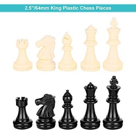 Juego de Ajedrez Completo - 32 Piezas de Ajedrez Estándar de Torneo - Plástico Mediano (64 mm)