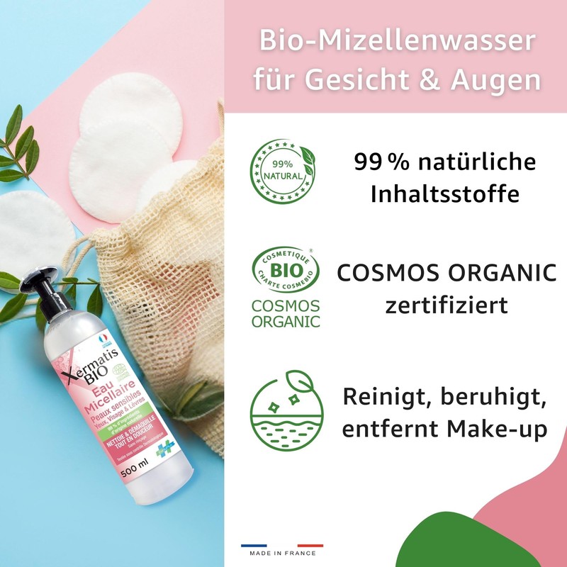 Xermatis Organic Micellar Water 500 ml - Certified Organic Cosmetics