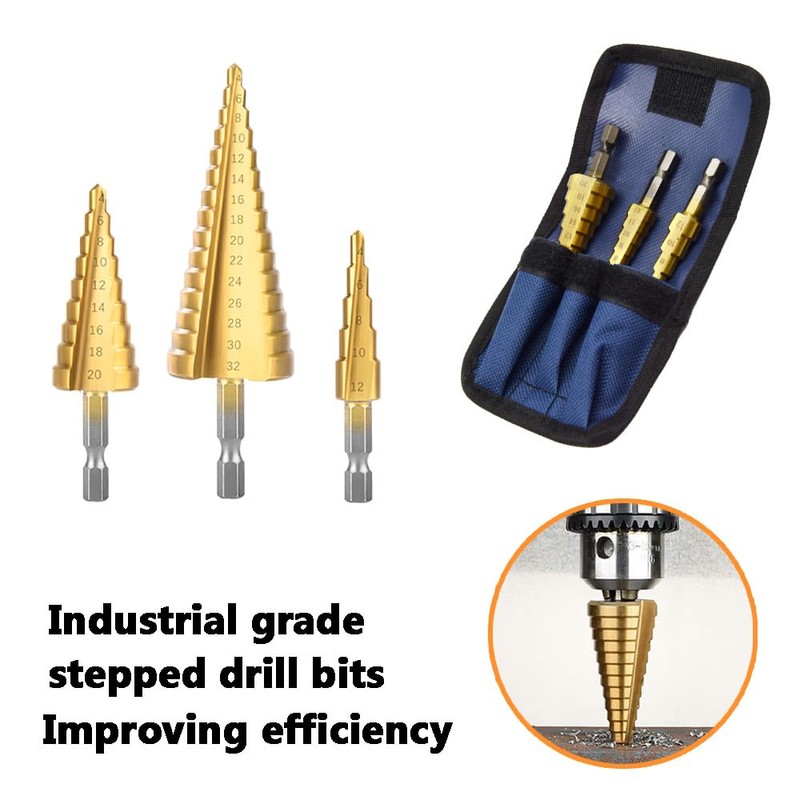 Hocansen 3 Pcs Step Cone Drill Bits Counter Sink Drill