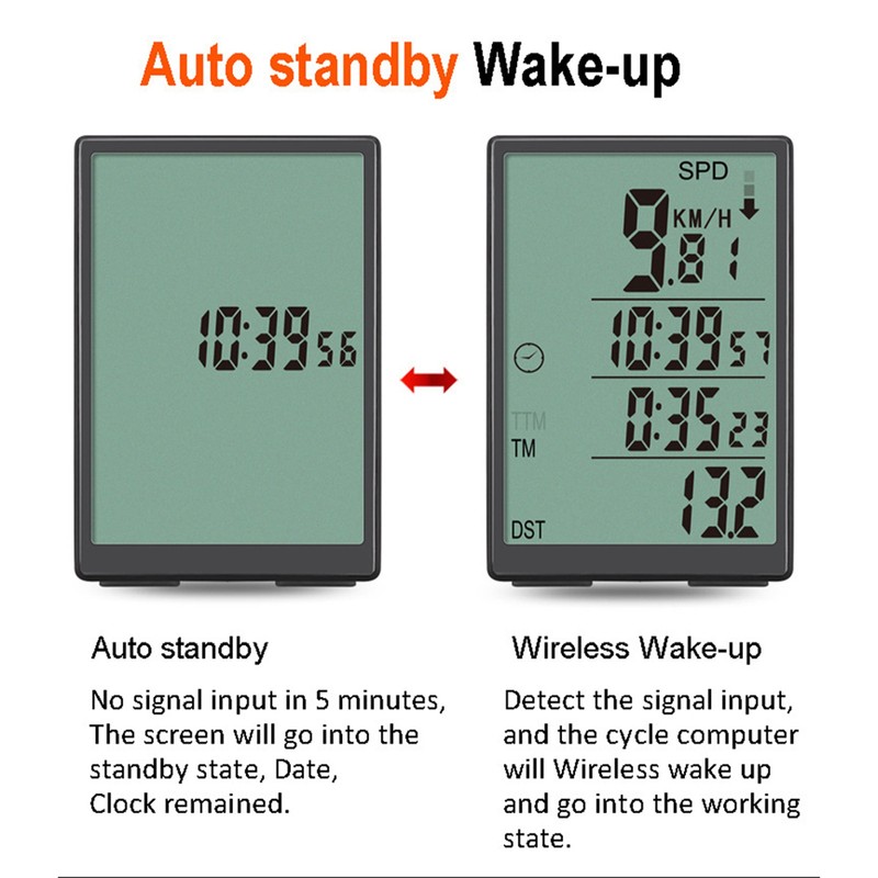 Bike Computer Wireless Bike Speedometer Water Resistant 3in LCD Screen
