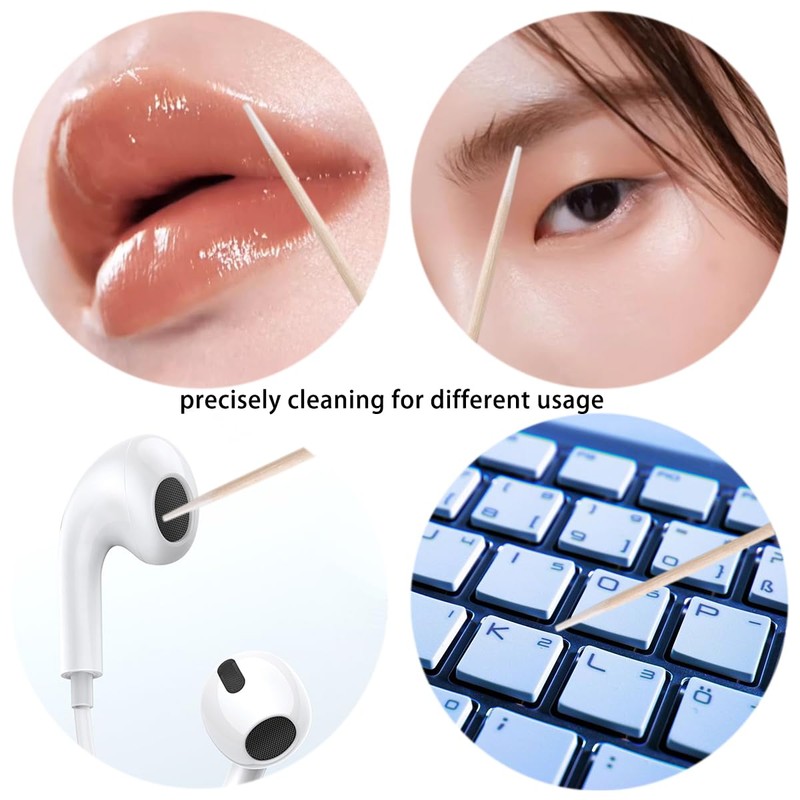 Fcozpjk 200PCS Precision Tip Cotton Swabs with Wooden Sticks, Pointed