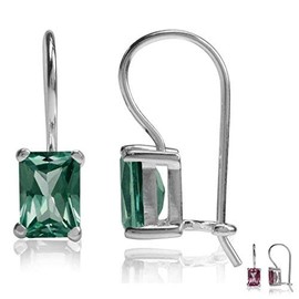 Silvershake 7X5mm Octagon Shape Simulated Color Change Alexandrite 925 Sterling Silver Hook Closure Earrings