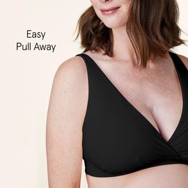 Bravado Designs Women's Ballet Nursing Bra for Breastfeeding Wireless Sleep Maternity Bra Full Cup, Black Sustainable Fabric, Medium
