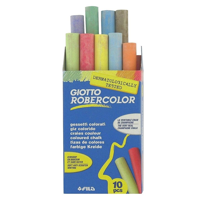 Giotto Robercolor 538900 White Chalk 10 Chalks 10 Packs