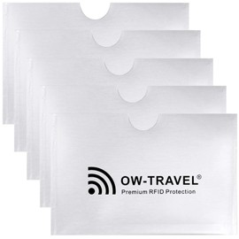OW-Travel RFID Contactless Card Protectors Sleeves. Bank Card Security Protectors. Skimming Card Guard Defender Holder Cover. Skim Guards. Wallet Blocking Sleeve Holders for Credit Cards Silver 5