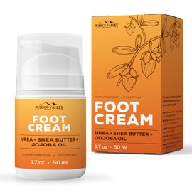 Pumice Valley Foot Cream for Dry Cracked Feet and Heels - Natural Moisturizer, Corn, Calluses Treatment - Skin, Body Lotion, Urea, Shea Butter, Jojoba Oil, Vitamin E 1.7 Oz