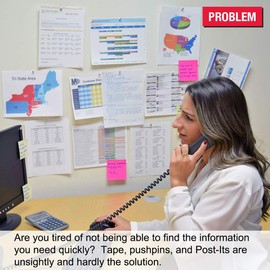 Ultimate Office AdjustaView 10-Pocket Desk Reference Organizer with Supplies Storage Base and EZ-Load Pockets to Hold 20 Sheets of Paper, Includes Fast Find Indexing Tabs, Black Pockets