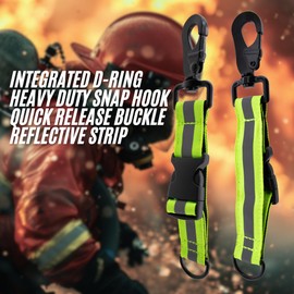 Firefighter Gloves Strap with D-RING | Secure Grip, Heavy Duty Buckle, Reflective Strips (Green)