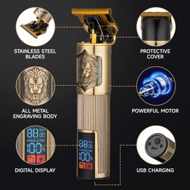 Cortapelos para hombres, cortapelos profesional, cortapelos para barbas, cortapelos para barba, afeitadora, cortapelos en T, kit de corte de pelo en casa, inalámbrico, recargable, sin huecos, regalos