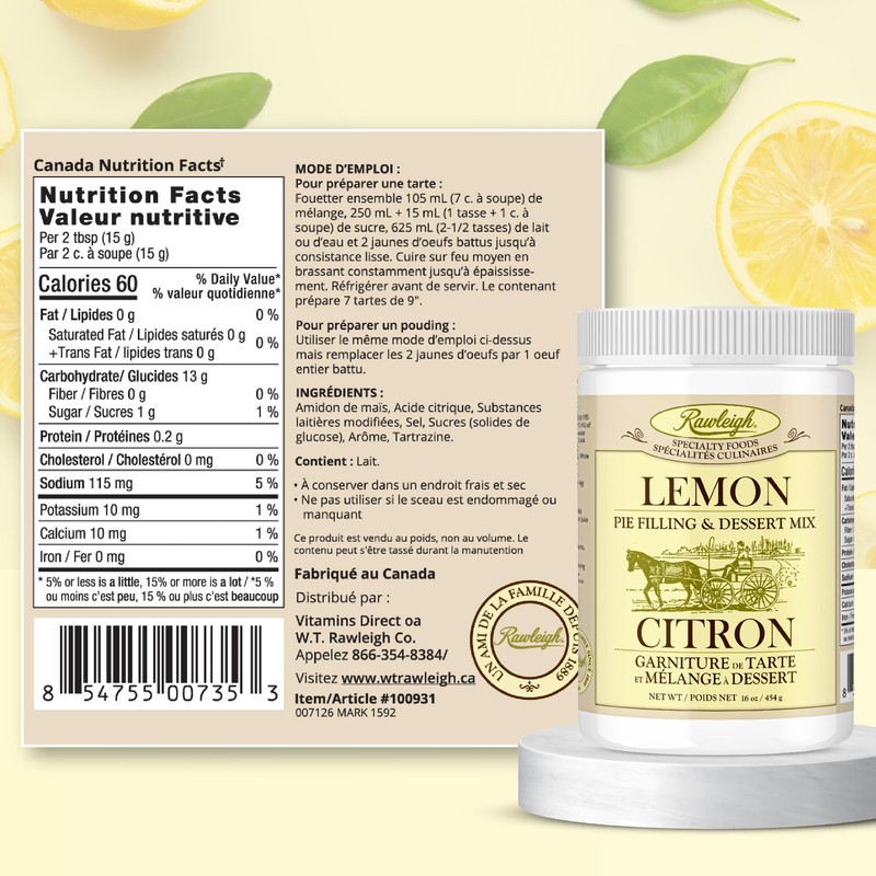 Rawleigh Lemon Pie Filling & Dessert Mix: 16 oz /