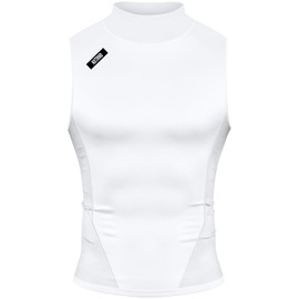 Nxtrnd Men's Turtleneck Compression Tank Top, Sleeveless Mock Neck (White, Large)