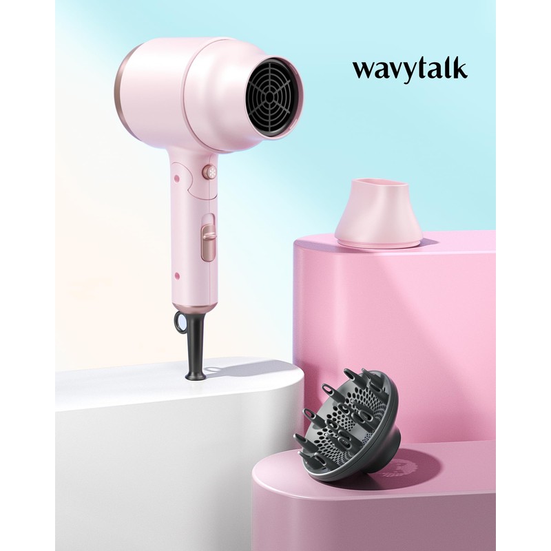 Wavytalk Blow Dryer with Diffuser, Mini Hair Dryer with Folding