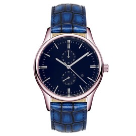 Kai Tian Quality 18 mm 20 mm 22 mm Genuine Fissure Calf Leather Strap Vintage Leather Watch Strap Blue Black Brown Red Green for Men Women, blue, Classic