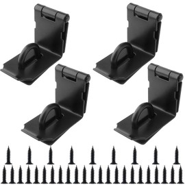 LEXININ 4 PCS Black 90 Degree Door Latch Hasp, 4 Inch Right Angle Door Latch with Screws, Stainless Steels Right Angle Door Clasp for Doors Windows
