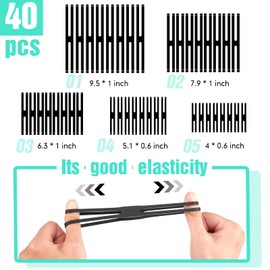 40 Pieces 5 Size H Band Silicone Rubber Bands Assorted Color Rubber Bands Elastic Rubber Wrapping Bands for Books, Cameras, Art, Cooking, Wrapping, Exercise, Bag Wraps (Black)