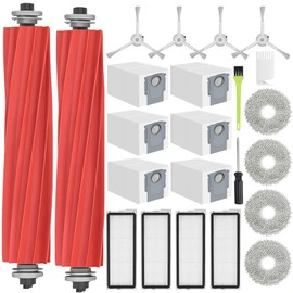 RUKHOOL Replacement Accessories for Roborock Qrevo S/Qrevo Pro/Qrevo Plus/QRevo MaxV Replacement Parts for Qrevo S Accessory Kit, 2 Main Brushes, 6 Dust Bags, 4 Filters 4 Mop Pads 4 Side Brushes