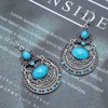 Allereya Boho Ethnic Teardrop Earrings Silver Tribal Drop Earrings Blue