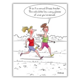 Female Funny Birthday Card for Her - Humorous Card for Women - Wine Fitness Joke - Made in the UK - Eco-Friendly