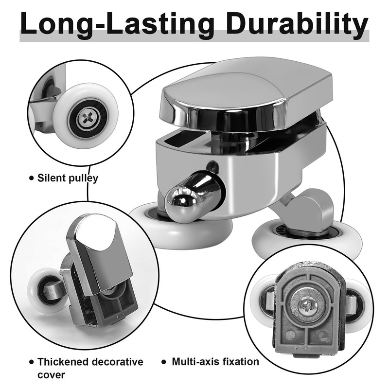 4Pcs 23mm Shower Door Rollers Replacement, Sliding Glass Door Wheels