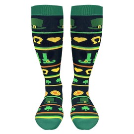 nhnsbdfc St. Patrick's Day Socks Funny Irish Socks for Men Women St Patricks Day Gifts Novelty Shamrock Stripe Socks Knee High