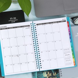 2025-2026 Appointment Book/Planner - Weekly Appointment Book/Planner 2025-2026, Jul 2025 - Jun 2025, 6.4" x 8.5", Tabs, 30-Minute Interval, Lay - Flat - Teal Green