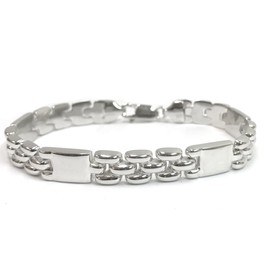 Madina Jewelry 925k Sterling Silver Fancy Polished 8.35 mm Wide Bracelet, Lays Smooth on Wrist, 7.5”