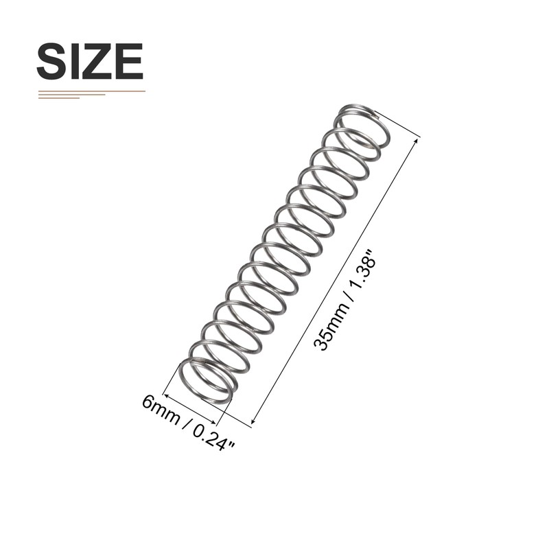 DTGN 0.5x6x35mm(DxODxL) Compression Spring - 10Pack - Good for Machinery