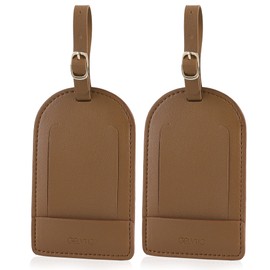 GELVTIC Faux Leather Luggage Tags for Suitcase Tag Set Privacy Protection with Identifie Name Lable ID Card Baggage tag for Men Women Travel Accessories, 2/4 Pack (LT07-Brown1)