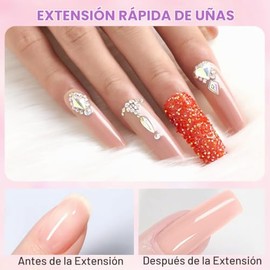 MAKARTT Juego de Gel Constructor para Extensiones de Uñas Poly Nail Gel Rosa Nude y Transparente 50 ml x 2 Piezas Fortalecedor de Uñas de Aspecto Natu