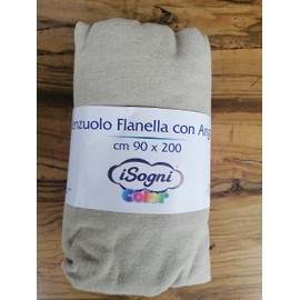 Single Flannel Fitted Sheet 90 x 200 + 25 cm Pure Natural Cotton (Taupe)