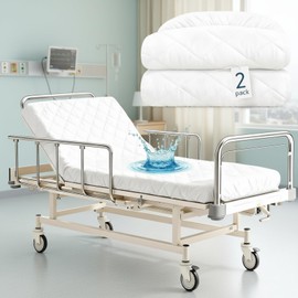 Lounsweer 2 Pack Waterproof Hospital Mattress Cover, 80x36x12in White Fitted Bed Sheet Protectors, Incontinence Protection Leakproof Breathable for Elderly, Adults Home Hospital Beds