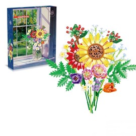 GaoDeBuChou Flowers Bouquet Building Set,Flower Botanical Toys Gifts for Boys Girls Age 8 9 10 11 12 13 14+ Teens Adults,Compatible with Major Brands(976PCS No Vase)