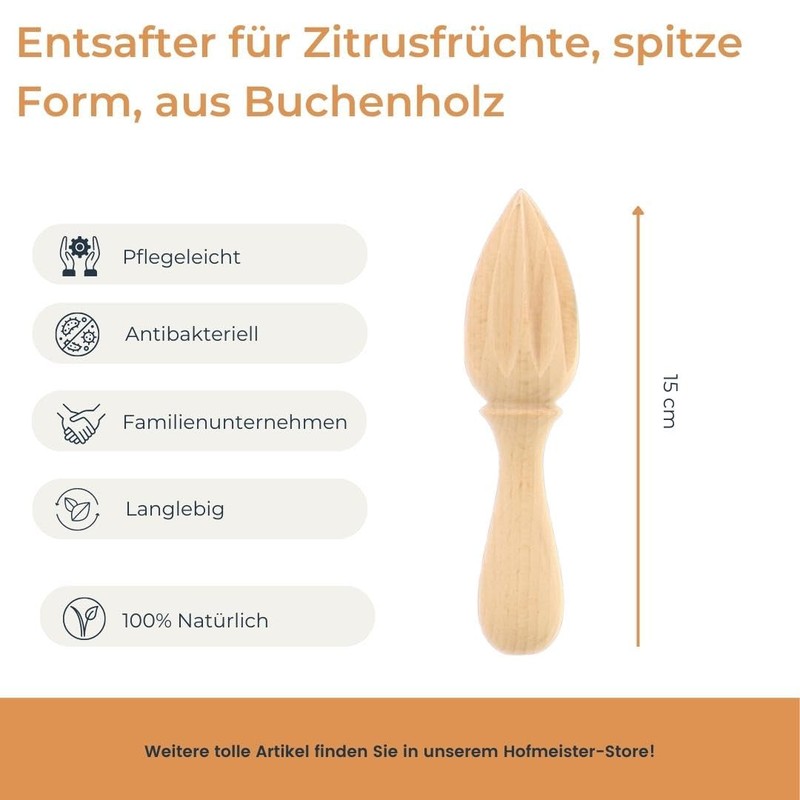 Hofmeistger Wood Products Juicer for Citrus Fruits Pointed Design Beech