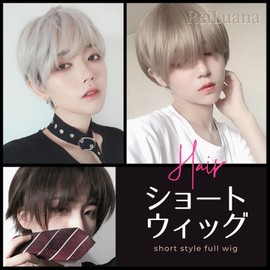 Railanna Short Wig, Men's Full Wig, Wig, Unisex, Easy, Arrangement, Photography, Net Included (Blonde)