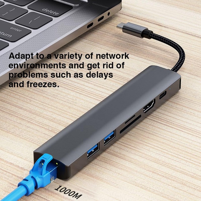 Bolwins Q18CS USB-C Hub 7-in-1, USB Type-C to HDMI 4K,