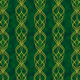 Christmas Stripe, Light Green, Metallic Gold Intertwining Stripes, Dark Green, Fabric, Blooming Holidays, Hoffman, X7792H-60G, by The Yard