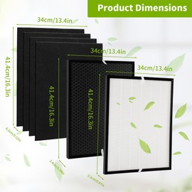 6-Pack Replacement Filter Compatible with AD3000 AD3000M AD3000Pro Air Purifier, Includes 1 High-Efficiency Filter, 1 Activated Carbon VOC Filter & 4 Extra Pre-Filters, Premium 3-Stage Filtration
