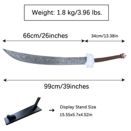 39“ Anime Fushiguro Toji Cosplay Sword with Display Stand Release Sword Metal Stainless Steel, Cosplay, Display, Collection