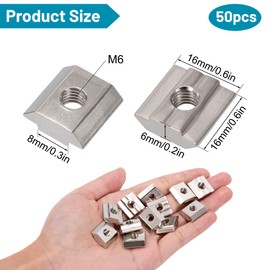 GUNGY T-Slot Nuts M6 Nut 8 Type B T-Slot Nut Set T-Slot Nuts Carbon Steel T Slot Nuts for Aluminium Profile Extrusion Slot Standard 30 Series 50 Pieces