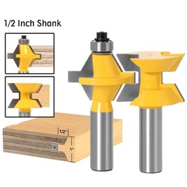 Bestgle 1/2 Inch Shank 120 Degree Tongue and Groove Router Bit Set with Edge Banding Woodworking Groove Chisel Cutter Tools