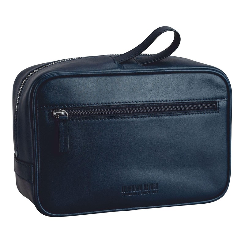 Leonhard Heyden Montreal Leather Toiletry Bag 25 cm, navy